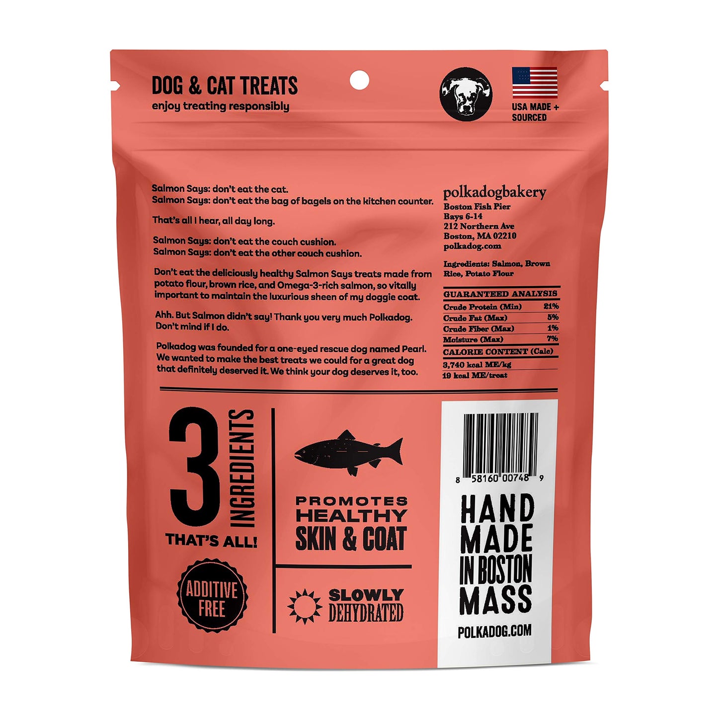 Polkadog Salmon Says Bone Shaped Treats - Omega-3 Rich, Low Fat Healthy Dog Treat - Digestible, Vitamin & Mineral Packed Dog Snacks - Crunchy 3-Ingredient Treat, Ideal for Dogs with Allergies - 7 oz