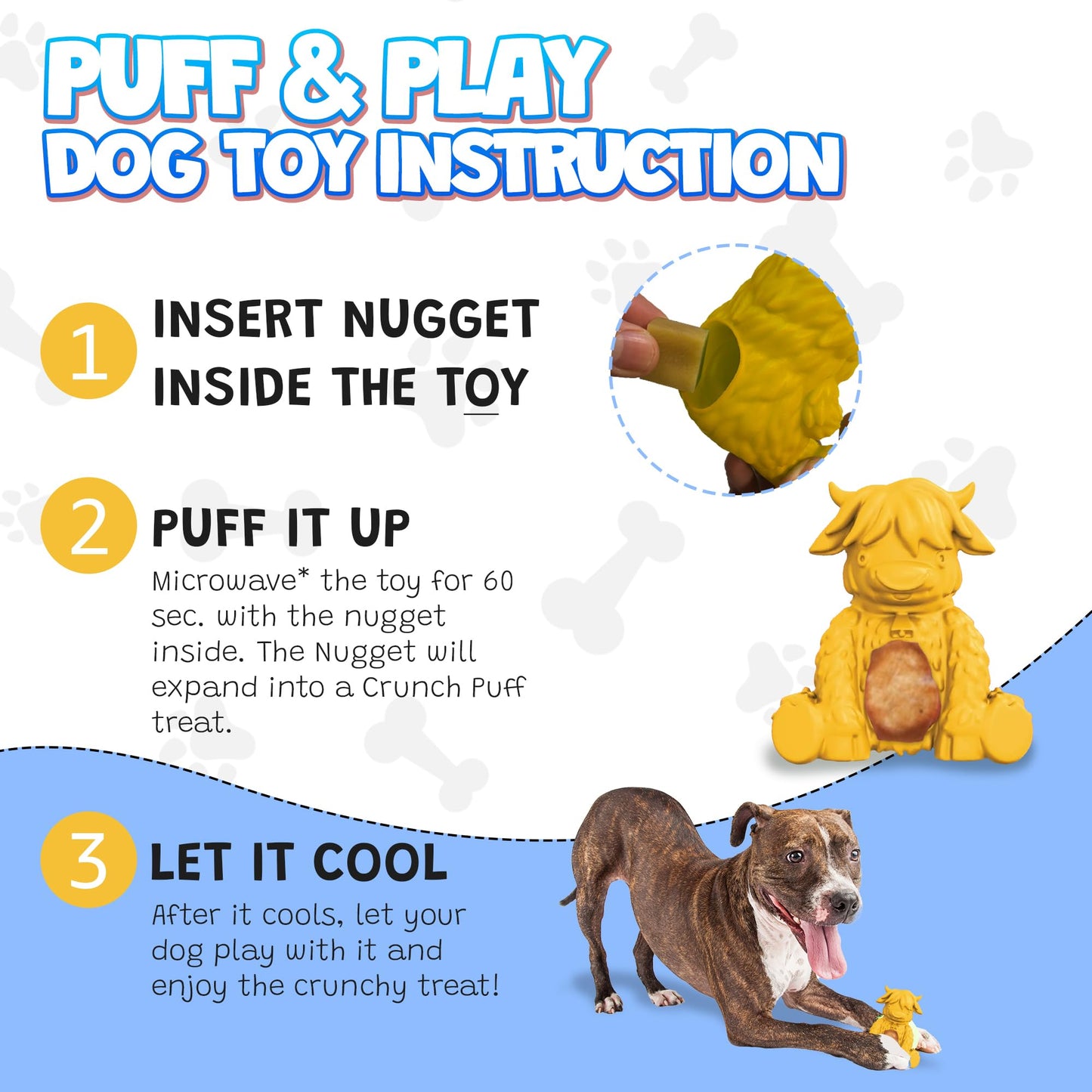 Yeti Dog Chew Puff and Play Interactive Dog Toys, Nuggets Dog Treat Dispenser Puzzle, Fun Stimulating Chew Toy for Teething, Behavior Training for Light to Moderate Chewers, Yak Yellow