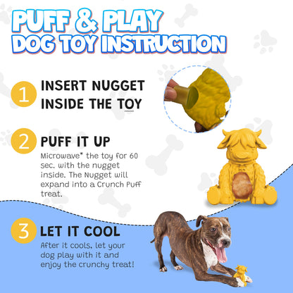 Yeti Dog Chew Puff and Play Interactive Dog Toys, Nuggets Dog Treat Dispenser Puzzle, Fun Stimulating Chew Toy for Teething, Behavior Training for Light to Moderate Chewers, Yak Yellow