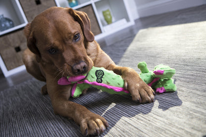 goDog Bubble Plush Skinny Dragons Squeaky Plush Dog Toy, Chew Guard Technology - Green, Large