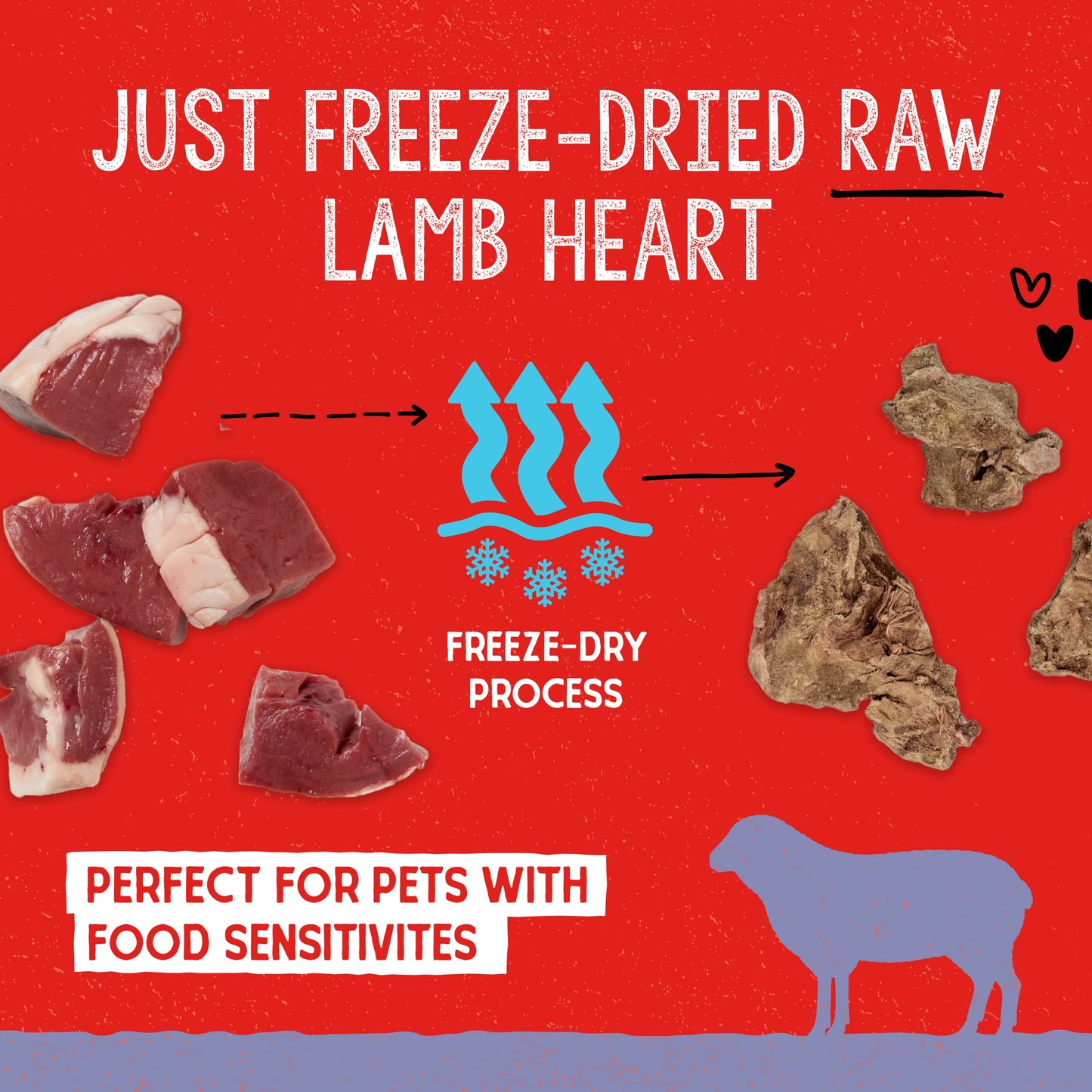 Stella & Chewy's Freeze-Dried Raw Single Ingredient Lamb Heart Treats, 3 oz. Bag