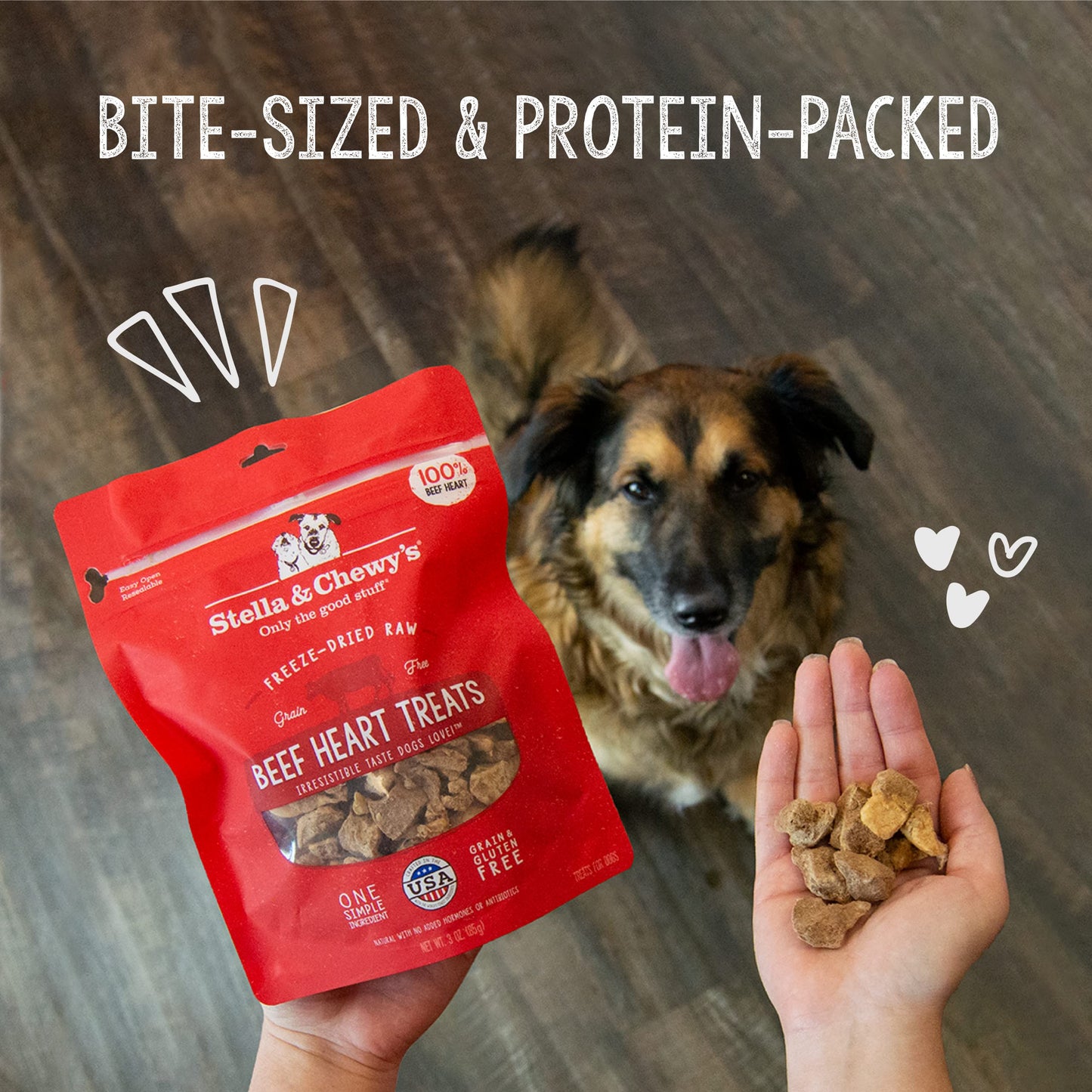 Stella & Chewy's Freeze-Dried Raw Single Ingredient Lamb Heart Treats, 3 oz. Bag