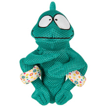 goDog Double Chew Guard Mesh Amphibianz Chameleon Squeaky Dog Toy - Teal, Large