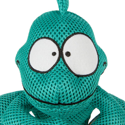 goDog Double Chew Guard Mesh Amphibianz Chameleon Squeaky Dog Toy - Teal, Large