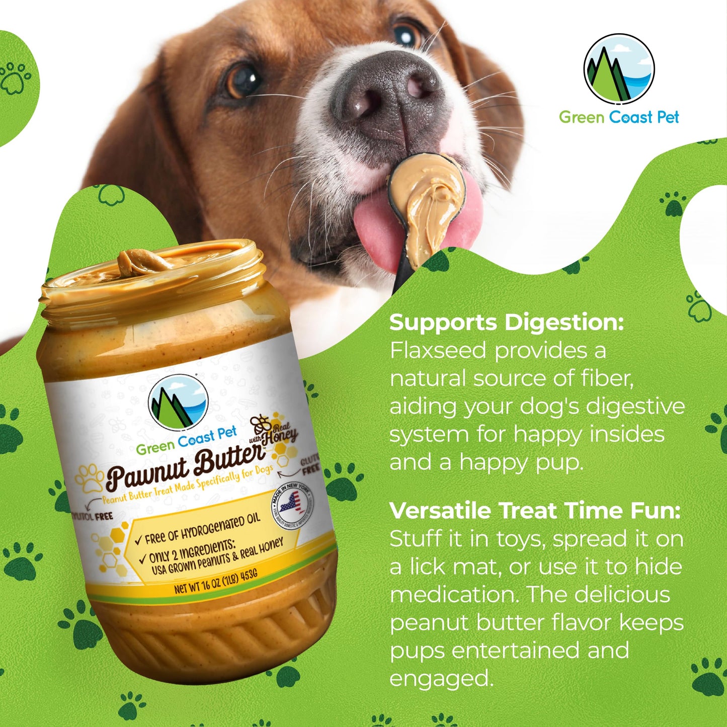 Pawnut Butter with Honey | Xylitol-Free | Made in USA | 16 oz Jar