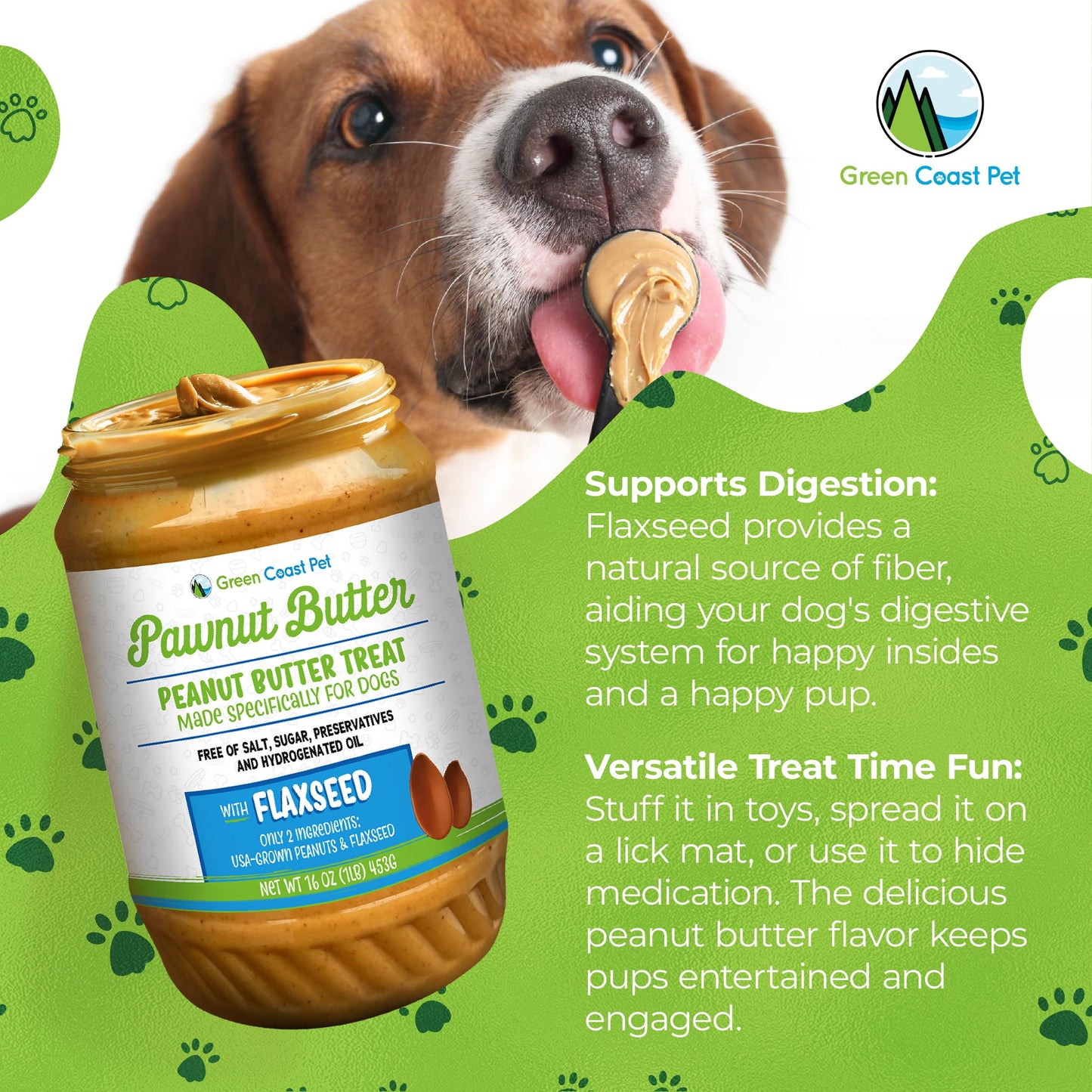 All-Natural Pawnut Butter for Dogs | Made in USA | Peanut & Flaxseed Blend