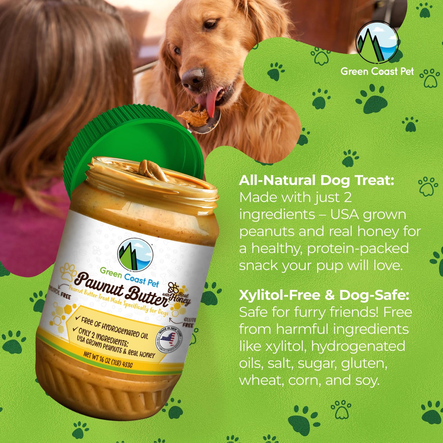 Pawnut Butter with Honey | Xylitol-Free | Made in USA | 16 oz Jar