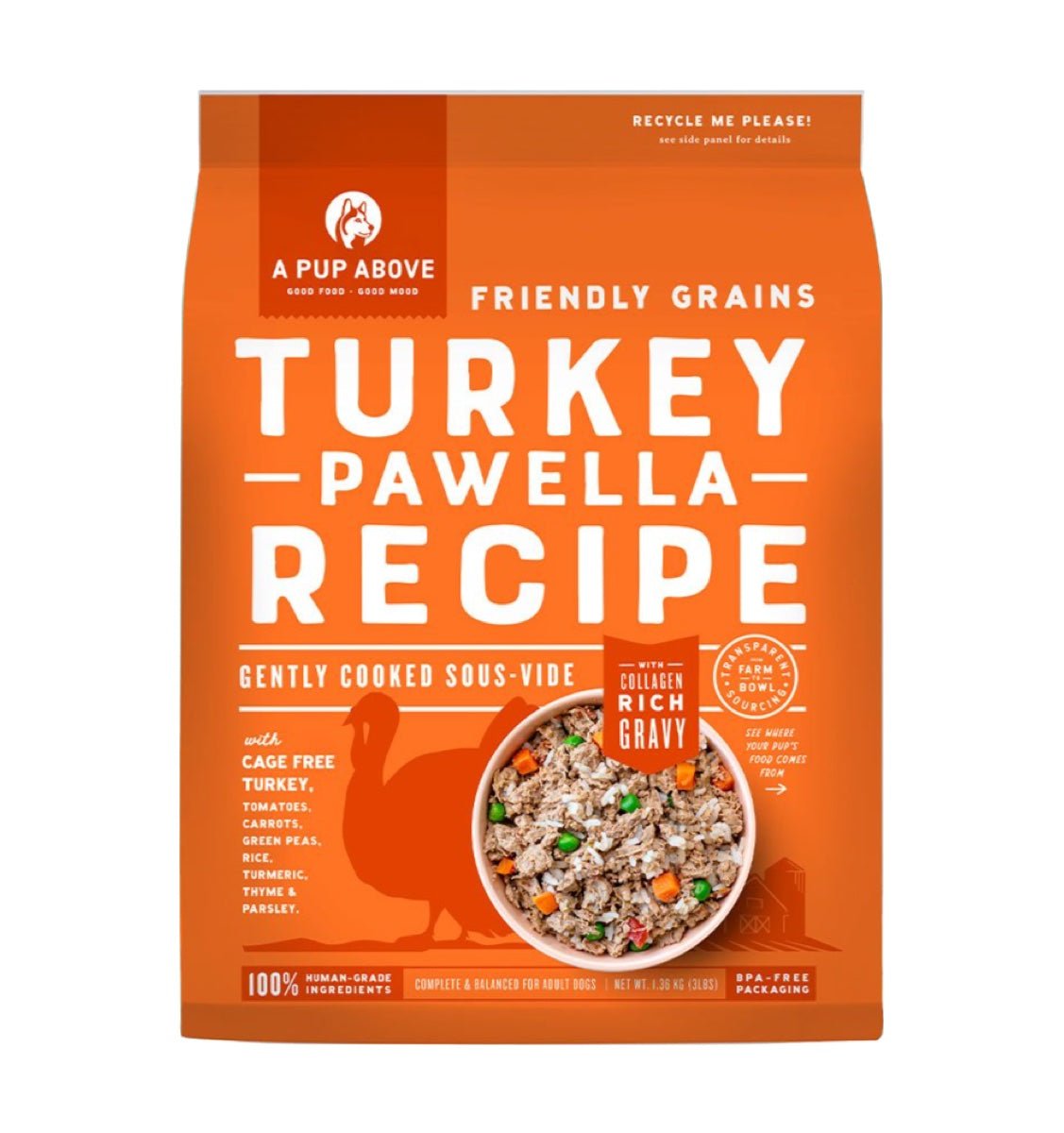 A Pup Above Turkey Pawella Recipe 3lb bag dog food - 860003377529