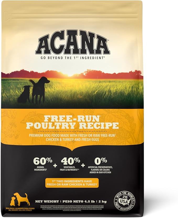 Acana free run poultry recipe 4.5lb dry dog food kibble