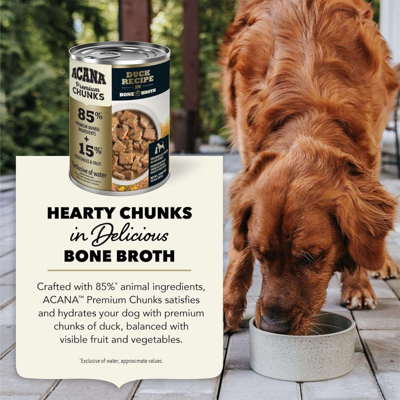 ACANA Premium Chunks Dog Food Wet Duck Recipe in Bone Broth 12.8oz - canned dog food - 064992716066