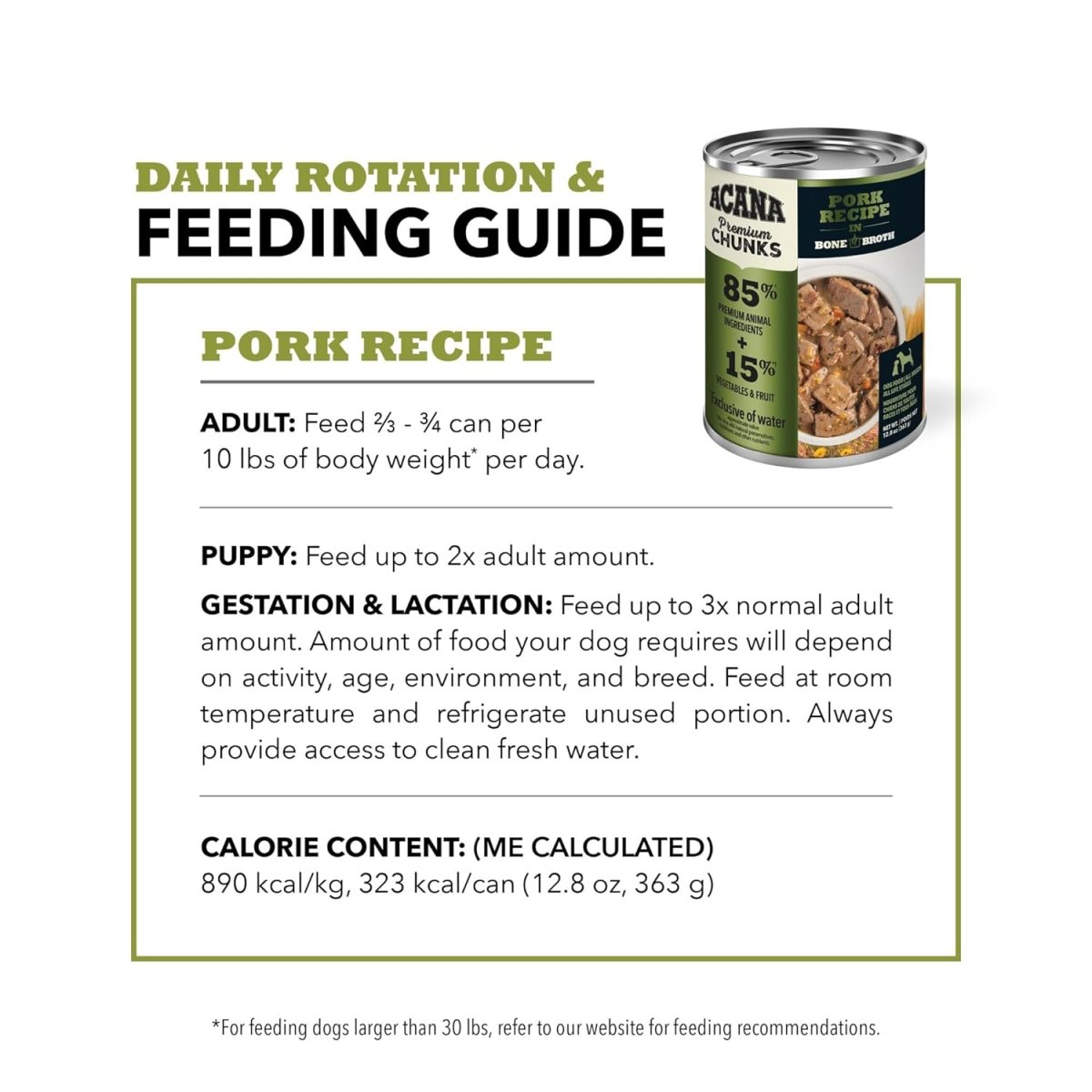 ACANA Premium Chunks Wet Dog Food Pork Recipe in Beef Bone Broth and Lamb Liver 12.8oz - canned dog food - 064992716035