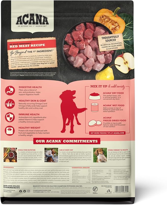 Acana red meat recipe 4.5lb dry dog food kibble