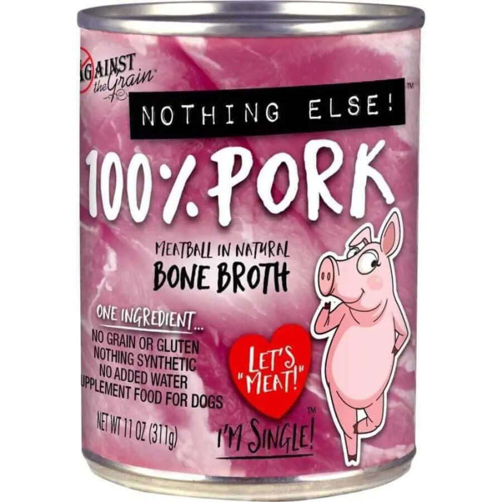 Against The Grain Nothing Else Grain - Free 100% Pork Canned Dog Food 11 oz - 077627802041