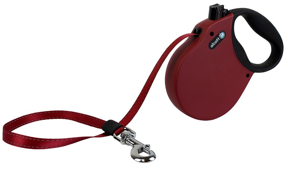 Alcott Adventure Reflective Retractable Leash For Up to 110 lbs Dogs - Red/Black Handle - 16' Long Large - dog leash - 849910115431