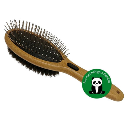 Alcott Bamboo Groom Combo Brush with Bristles & Stainless Steel Pins for Pets - Large - 047181163452