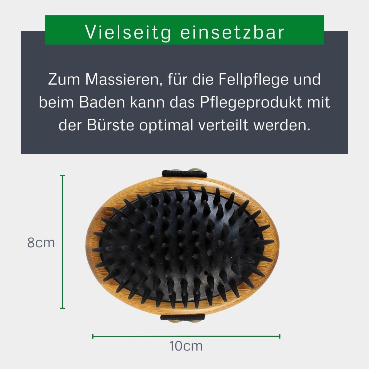 Alcott Bamboo Groom Curry Brush with Rubber Bristles for Pets - Brown - 047181162455