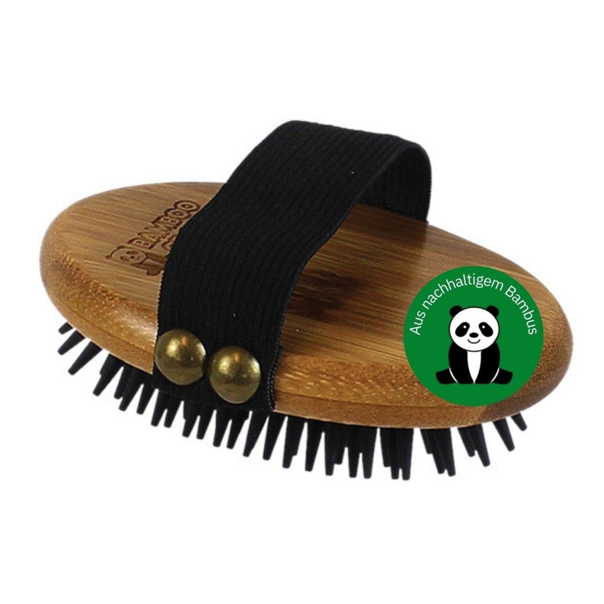 Alcott Bamboo Groom Curry Brush with Rubber Bristles for Pets - Brown - 047181162455