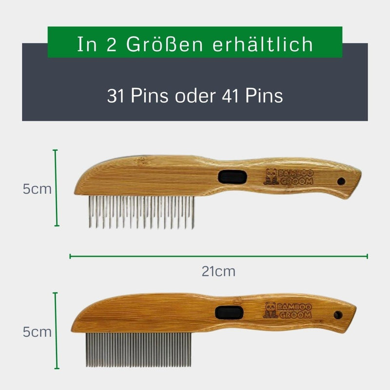 Alcott Bamboo Groom Rotating Pin Comb with 31 Rounded Pins for Pets - 047181160239