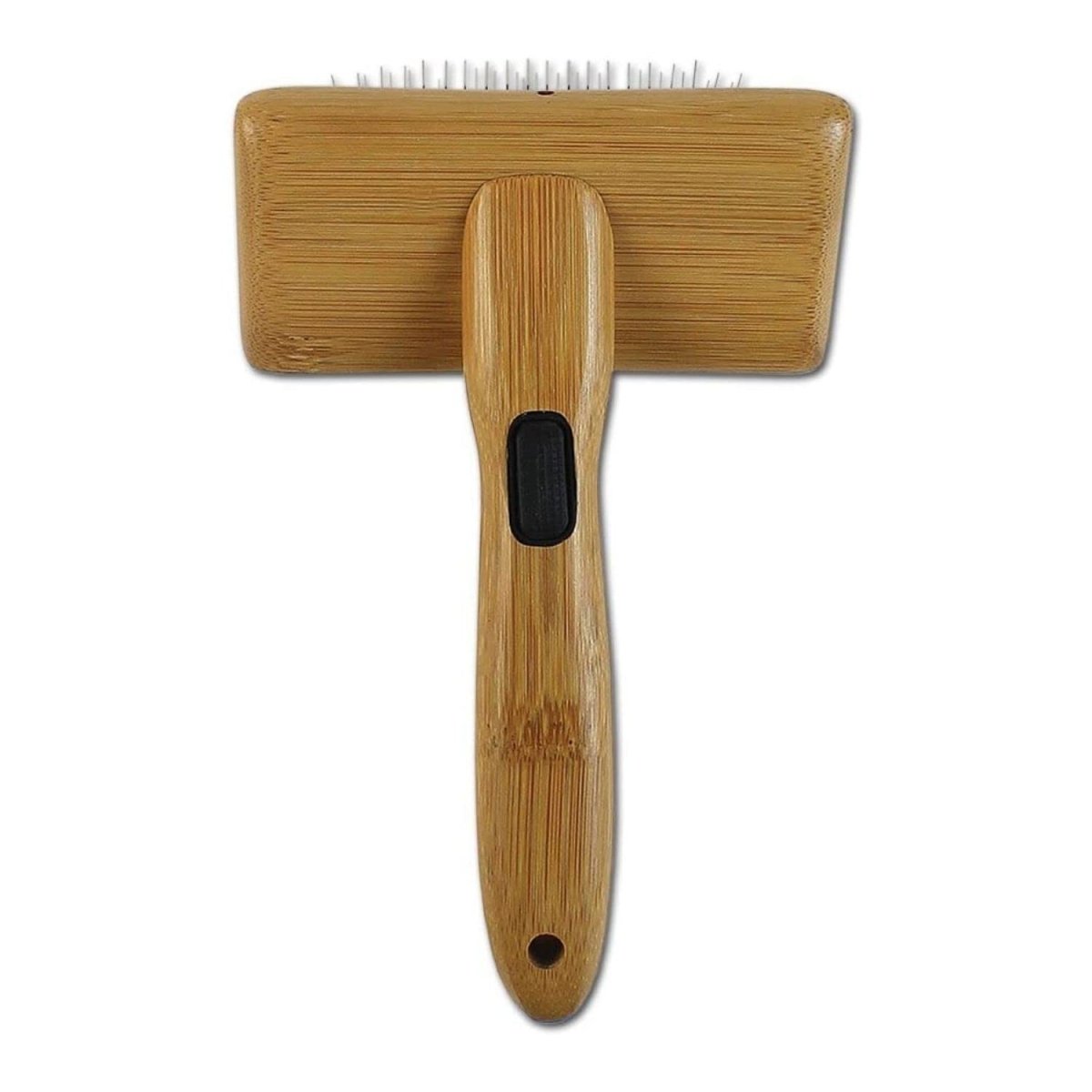 Alcott Bamboo Groom Slicker Brush Stainless Steel Pins Medium Brown for Pets - 047181161236