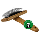 Alcott Bamboo Groom Slicker Brush Stainless Steel Pins Medium Brown for Pets - 047181161236