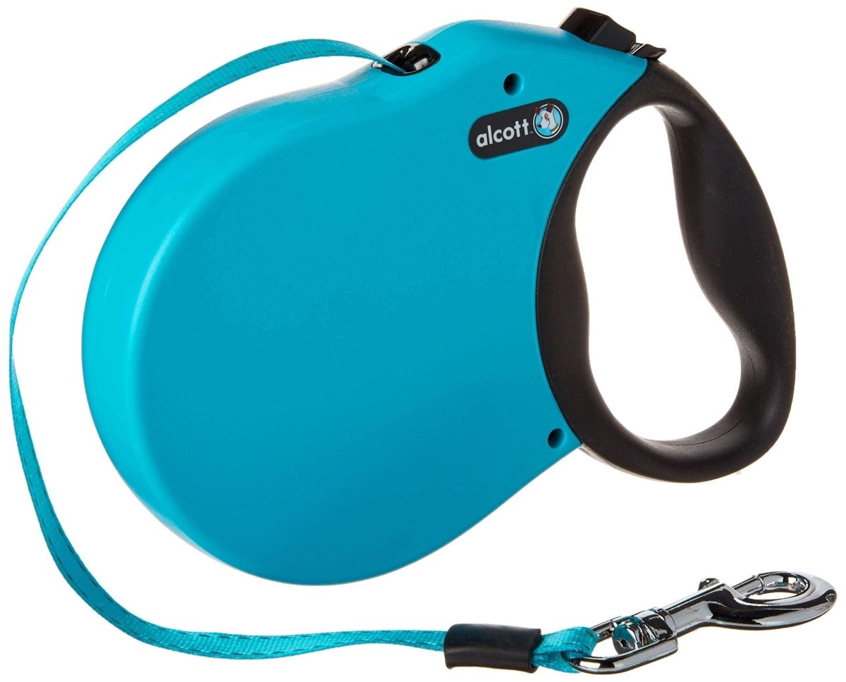 Alcott Expedition Retractable Reflective Belt Leash For Up to 110 lbs Dogs - Blue/Black Handle - 24' Long Large - dog leash - 849910115660