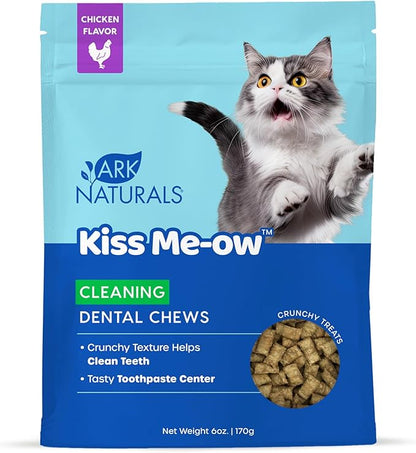 Ark naturals kiss meow cleaning dental chews cat dental treats chicken flavor 6oz