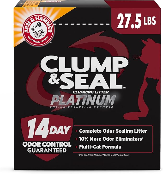 ARM & HAMMER Clump & Seal Platinum Clumping Cat Litter, Multi - Cat, 27.5lb