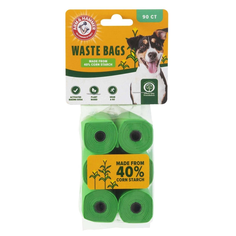 Arm & Hammer Easy - Tear Disposable Waste Bags - Activated Baking Soda 90 Poop Bags Plant - Based 9 x 14 Inches For Cat & Dog - waste bag - 029695710919