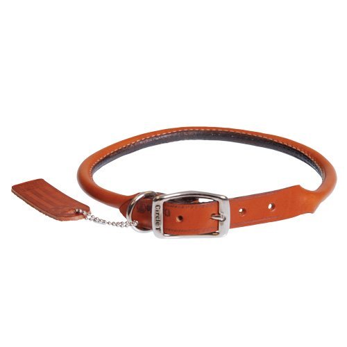 Artist Unknown Round Leather Collar For Dog - Tan - 20'' - dog leash - 076484108549