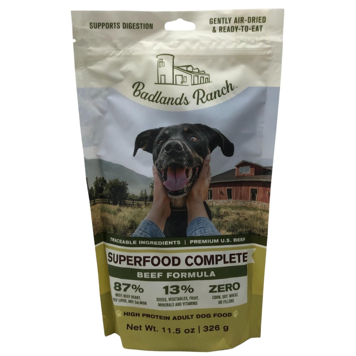 Badlands Ranch Superfood Complete Air Dried Dog Food Beef Formula 11.5 Oz Bag - 850035752135