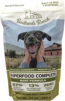 Badlands Ranch Superfood Complete Air Dried Dog Food Beef Formula 24 Oz Bag - 850035752005