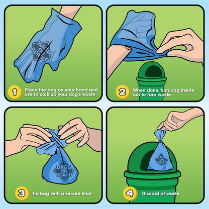 Bags On Board Dog Poop Bags - Strong Leak Proof Dog Waste Bags - 315 Blue Bags - 9 x14 Inches, - waste bag - 632039400409