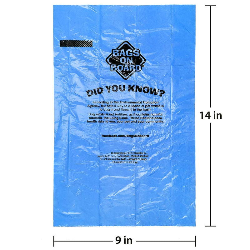 Bags On Board Dog Poop Bags - Strong Leak Proof Dog Waste Bags - 315 Blue Bags - 9 x14 Inches, - waste bag - 632039400409