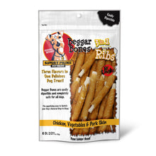 Beggar bones 3 in 1 ribs savory prime pet treats chicken vegetables and pork skin