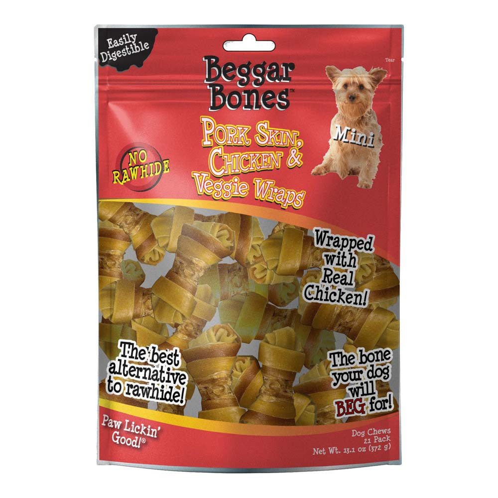 Beggar bones pork skin, chicken and veggie wraps mini