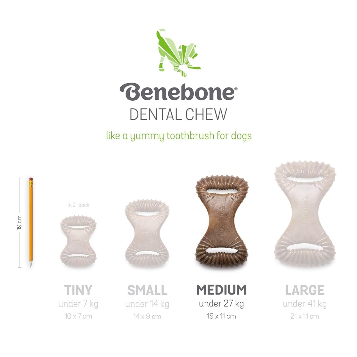 Benebone Dental Durable Dog Chew Toy for Aggressive Chewers, Real Bacon, Made in USA, Medium - dental dog chew - 854111004071