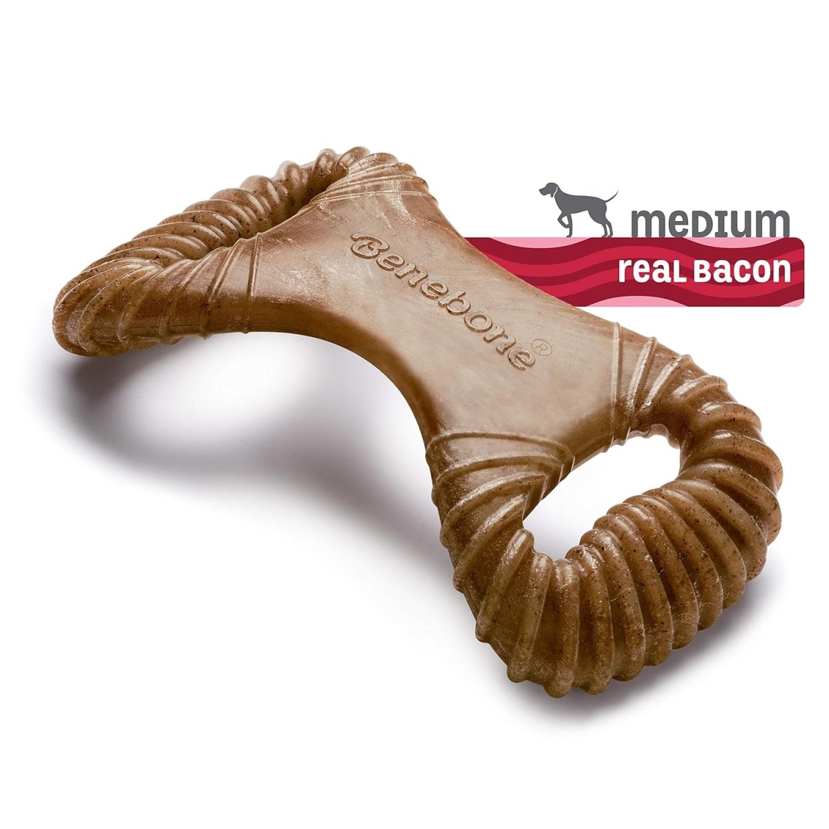 Benebone Dental Durable Dog Chew Toy for Aggressive Chewers, Real Bacon, Made in USA, Medium - dental dog chew - 854111004071