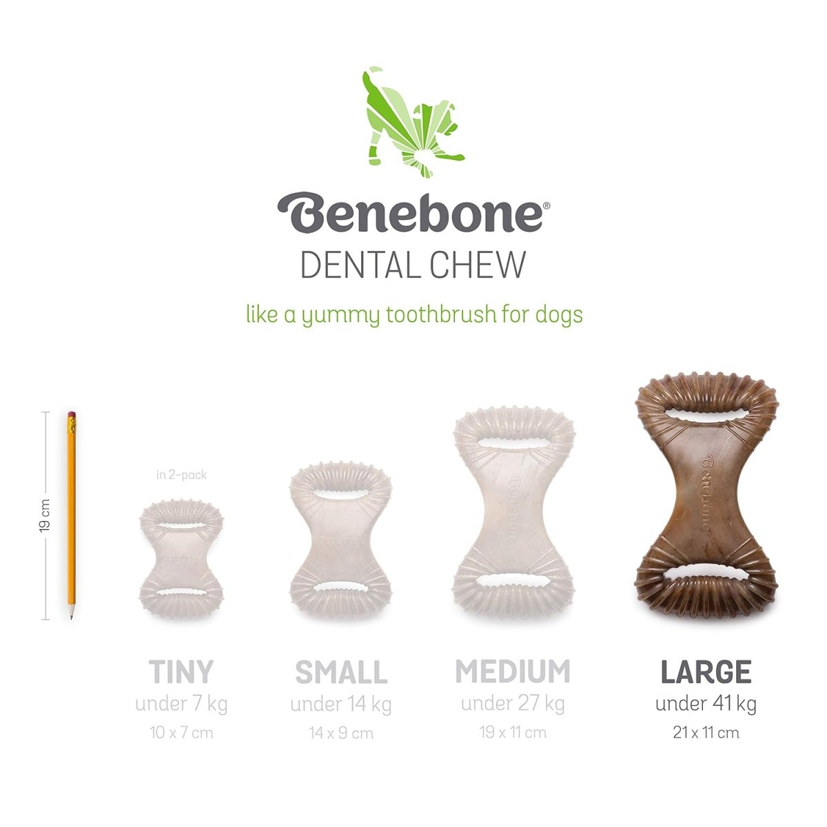 Benebone Dental Durable Dog Chew Toy for Aggressive Chewers, Real Chicken, Made in USA, Large - dental dog chew - 854111004309