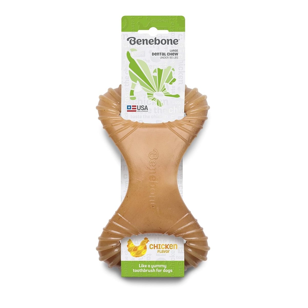 Benebone Dental Durable Dog Chew Toy for Aggressive Chewers, Real Chicken, Made in USA, Large - dental dog chew - 854111004309