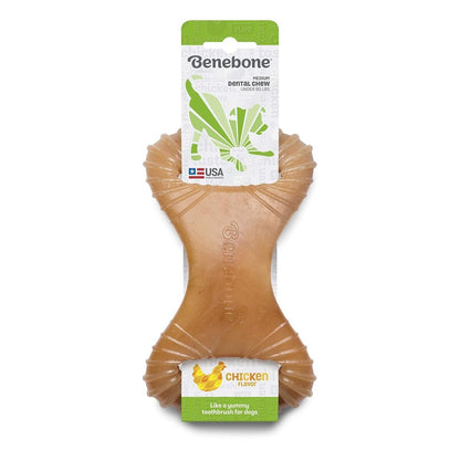 Benebone Dental Durable Dog Chew Toy for Aggressive Chewers, Real Chicken, Made in USA, Medium - dental dog chew - 854111004125