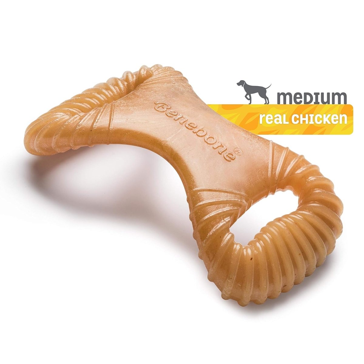 Benebone Dental Durable Dog Chew Toy for Aggressive Chewers, Real Chicken, Made in USA, Medium - dental dog chew - 854111004125