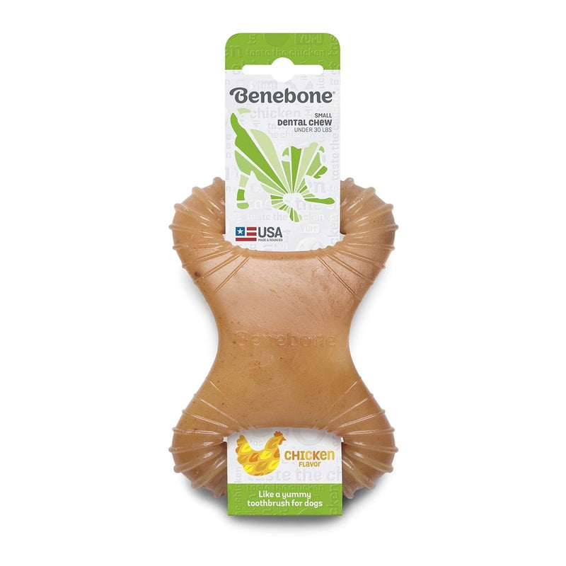 Benebone Dental Durable Dog Chew Toy for Aggressive Chewers, Real Chicken, Made in USA, Small - dental dog chew - 854111004156