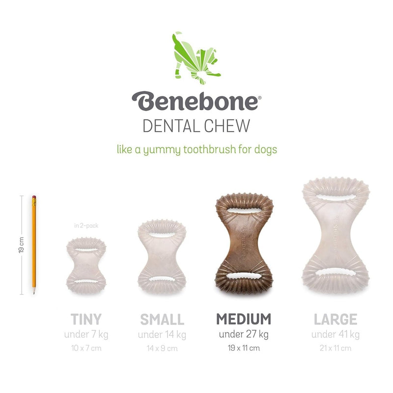 Benebone Dental Durable Dog Chew Toy for Aggressive Chewers, Real Peanut, Made in USA, Medium - dental dog chew - 854111004118