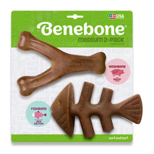 Benebone Fishbone & Wishbone Dog Chew Toy Bacon, 1ea/MD|2 pk - 810054210313