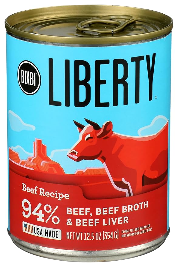 Bixbi liberty beef recipe 88% beef, beef broth & beef liver 12.5oz wet canned dog food