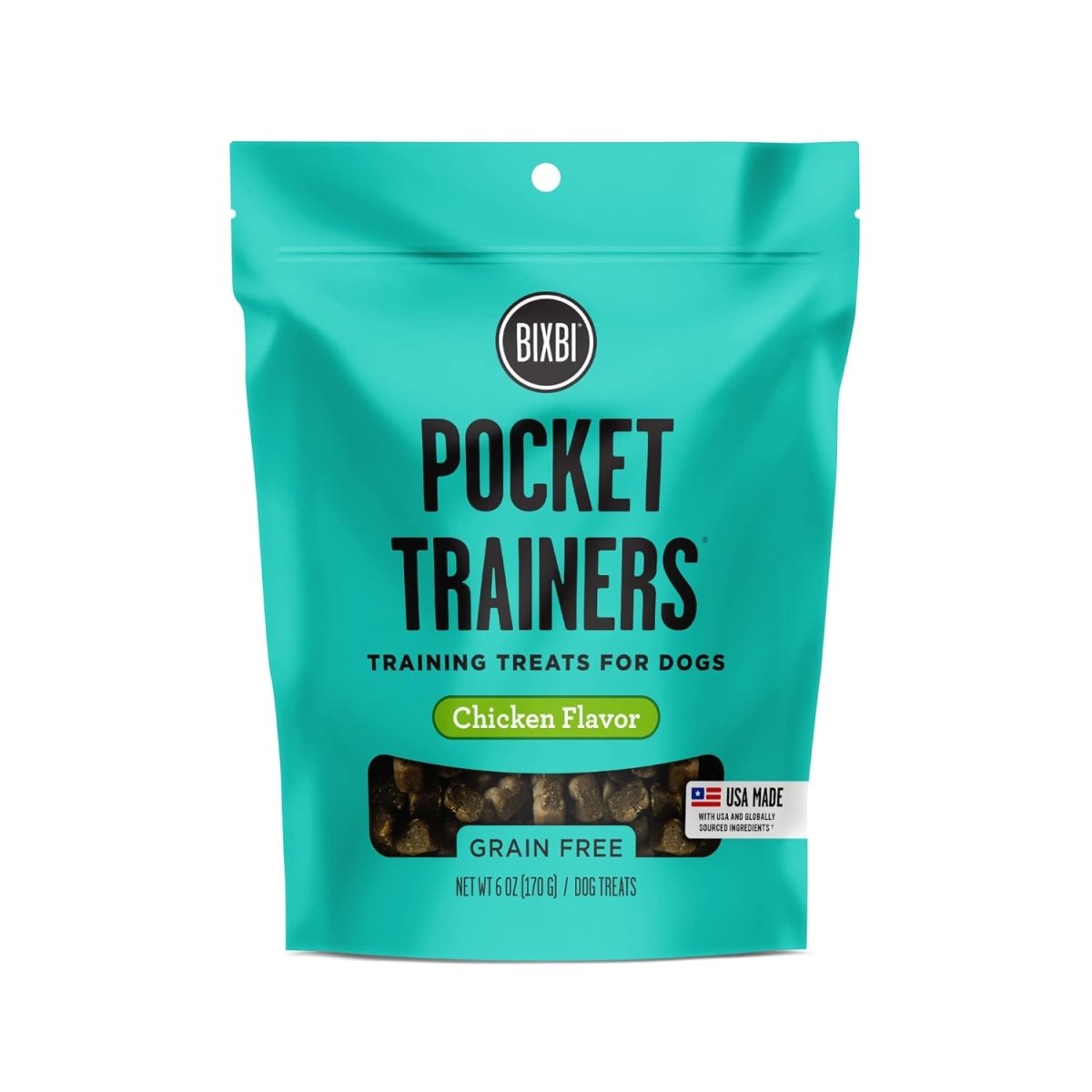 BIXBI Pocket Trainers, Chicken (6 oz, 1 Pouch) - Small Training Treats for Dogs - Low Calorie and Grain Free Dog Treats, Flavorful Pocket Size Healthy and All Natural Dog Treats - bixbi dog treat - 091037509093