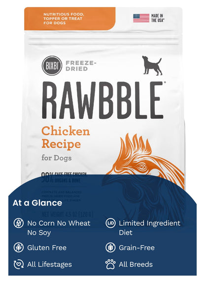Bixbi rawbble chicken recipe dog food 4.5oz