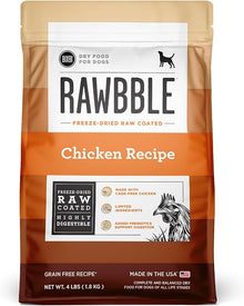 Bixbi Rawbble chicken recipe freeze dried raw coated dog kibble 4lbs