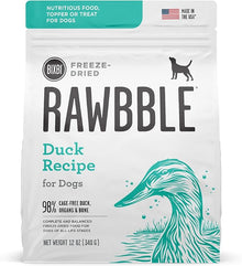 BIXBI Rawbble Duck Recipe Grain - Free Freeze - Dried Dog Food, 12 - oz bag