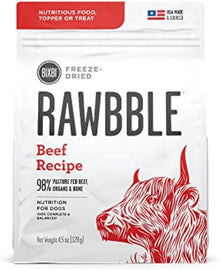 BIXBI Rawbble Freeze Dried Dog Food, Beef Recipe, 4.5 oz - 98% Meat and Organs, No Fillers